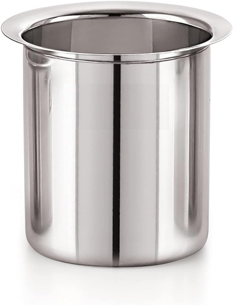 "Steel Milk Pot Set of 3 | 0.9 litres to 1.5 litres Stainless Steel Milk Boiler Container | Milk Boiling Vessel Gunj for Kitchen, 3 Pc Set"