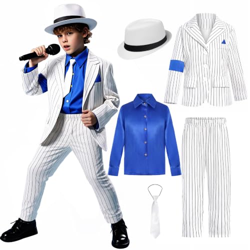 BAURGHOP Kids Dance Star Costume for Boys 80s 90s Hop Stage Outfit for Cosplay Party (10-12 Years)