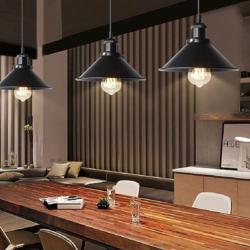 Lámpara colgante compatible con restaurante y bar con cubierta de olla negra y casquillo E27 3