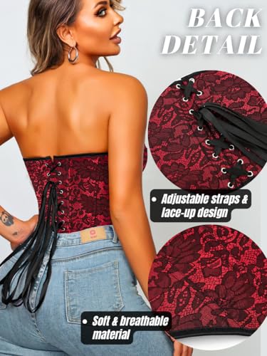 Image of ChiaoLezhee Heart Corset Top For Women, Sexy Concert Outfits Going Out, Strapless Crop Top, Overbust Bustier