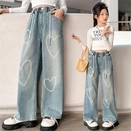 Moonker Baggy Denim Pants for Girls Wide Leg Pattern Printed Elastic High Waisted Summer Straight Jeans Slim2