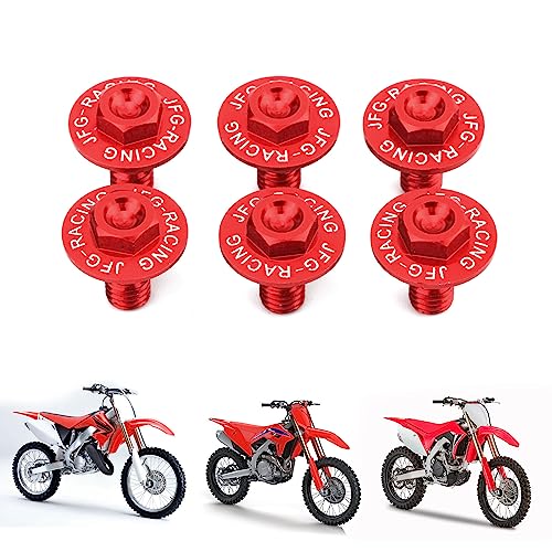 AnXin CNC Aluminum 6 PCS Mudguard Upside Down Damping Fork Guard Bolt for CR125R CR250R 97-07 CRF250R 04-21 CRF450R 02-21 CRF250RX 19-21 CRF450RX 17-21 CRF250X 04-19 CRF450X 05-21 CRF450L 19-20