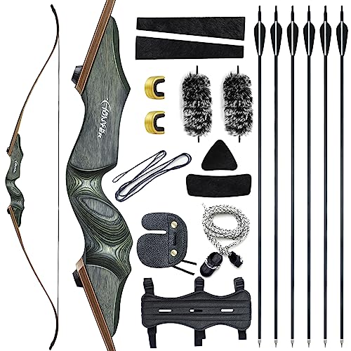 Black Hunter Bow and Arrow 60 Inch Takedown Recurve Bow 20-60lbs Archery Left Hand Bow Sets for Adults Hunting Shooting Arrows (40LBS)