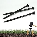150pack 8-Inch Plastic Stakes Landscape Anchoring Nail Spiral Stakes for Weed Barrier, no dig Lawn Stakes, Lawn Edging, Garden Stakes