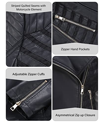 Bellivera Womens Faux Leather Short Jacket, Black54, Small #TOP2