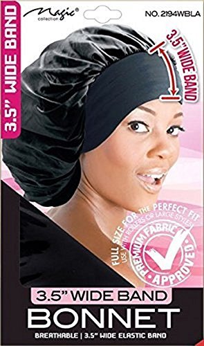 Magic Collection 3.5 Inch Wide Band Bonnet Elastic Band Black
