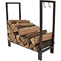 Sunnydaze 30-Inch Firewood Log Rack - Small Fireplace or Fire Pit Wood Storage Holder - Bronze - 500-lb Capacity