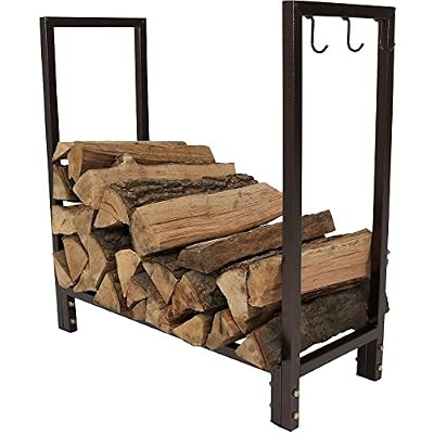 Sunnydaze 30-Inch Firewood Log Rack - Small Fireplace or Fire Pit Wood Storage Holder - Bronze - 500-lb Capacity