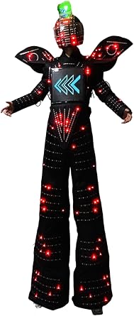 LED Robot Costume Led Clothes Stilts Walker Costume LED Suit Costume Helmet