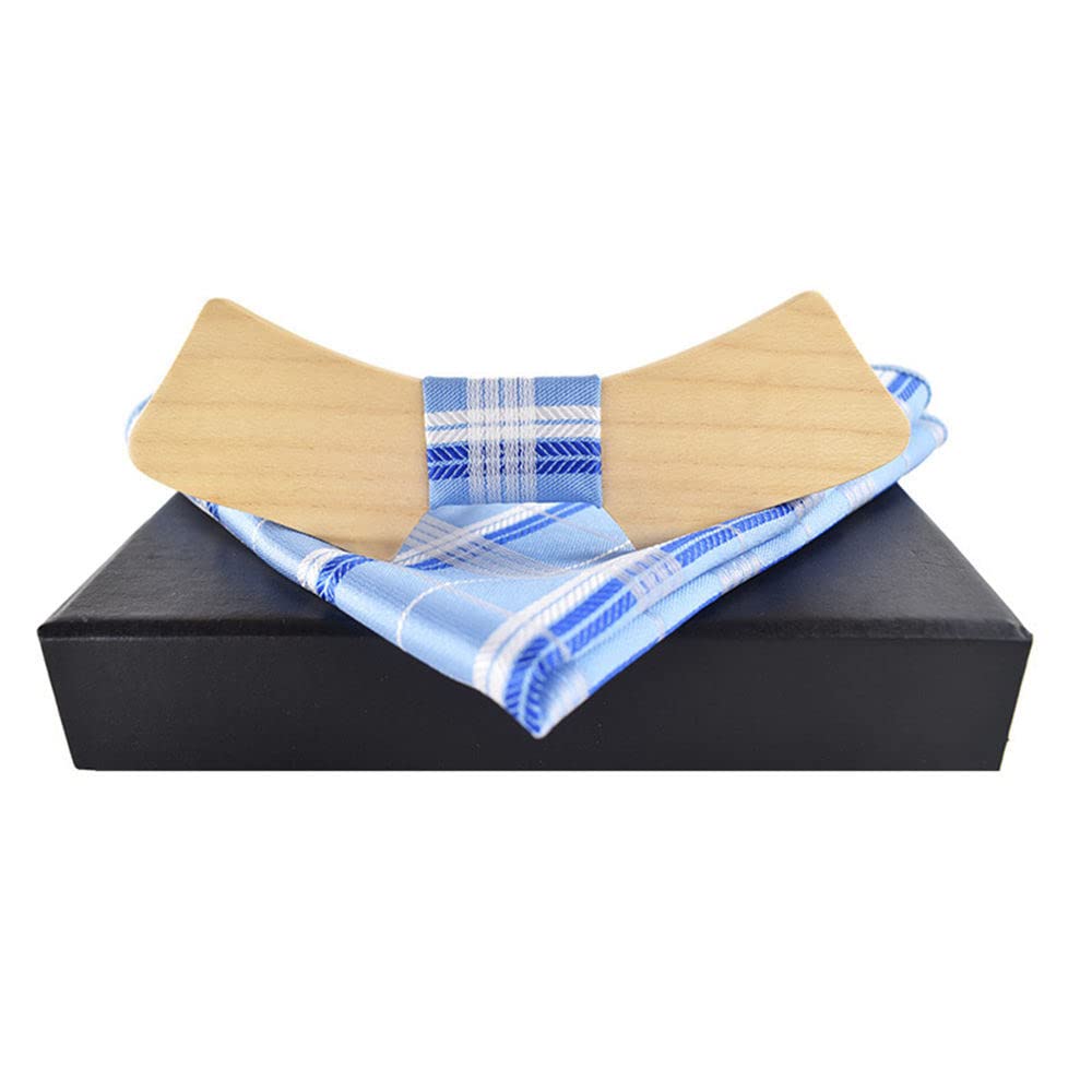 Set Papillon Legno E Fazzoletto Da Taschino - Accessori Uomo Eleganti Con Scatola Regalo - Foto 2