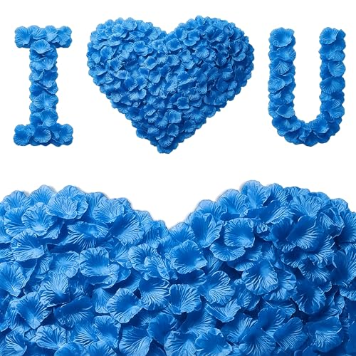VKshop 2400 Blue Rose Petals Artificial Roses Petals for Valentines Day Romantic Night Wedding - Fake Roses Flower Petals for Party Anniversary Decorations