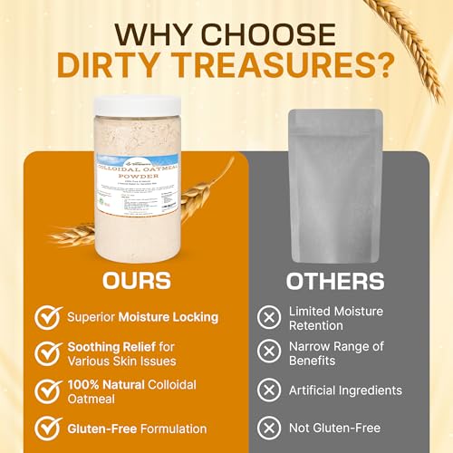 Image of Dirty Treasures Colloidal Oatmeal Bath | Eczema & Itchy Skin Relief | Baby-Safe, 100% Natural, Fragrance-Free | 1 lb (16oz) (Pack of 2)
