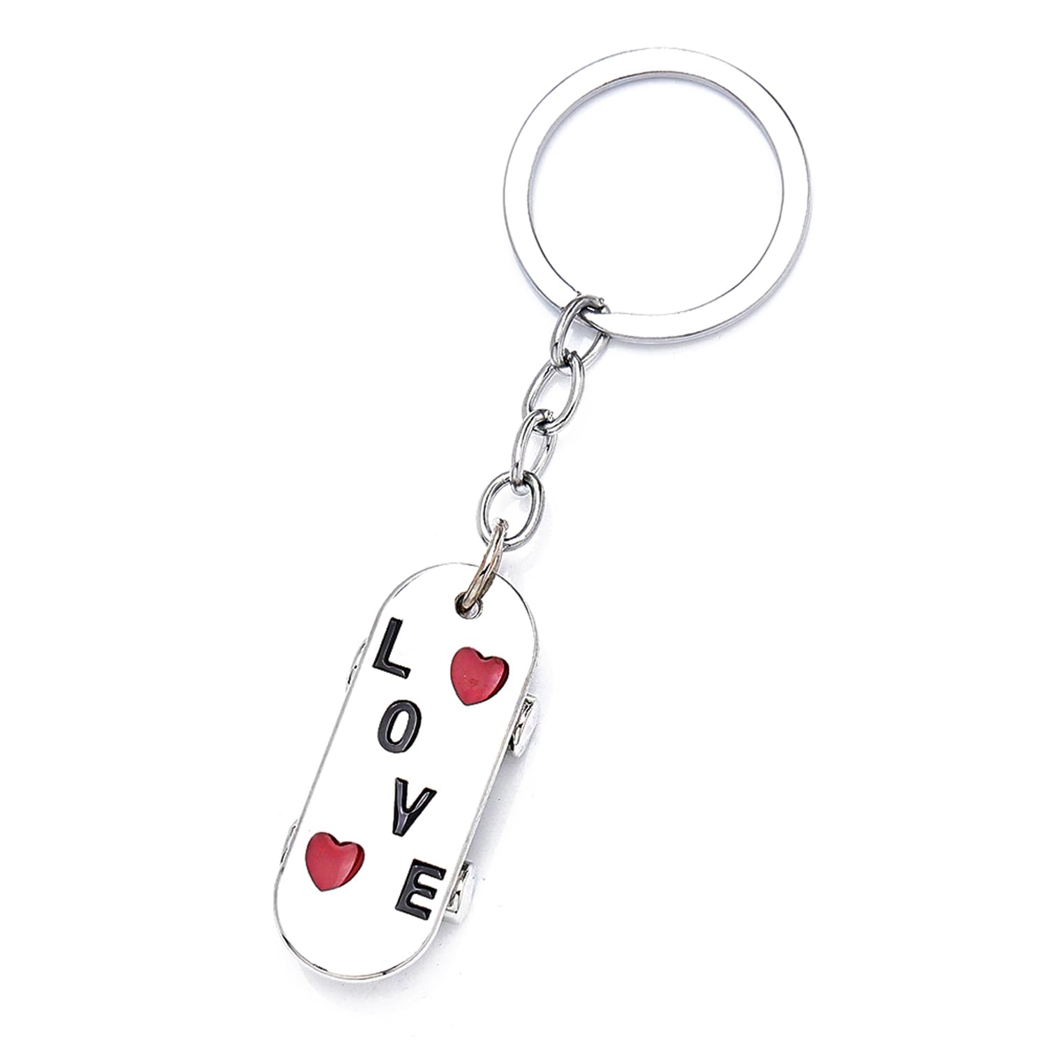 Arfuka Unisex Silver Skateboard Keyring Keychain Funny Gifts Cool Keyring Purse Charms For Men And Women