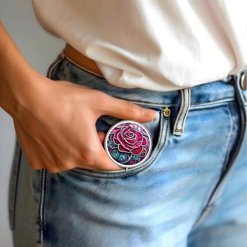 Image of Pill Box-3 Compartment Small Pill Case for Purse & Pocket Mini Metal Pill Holder Travel Pill Container to Hold Supplements Vitamins BPA-Free (Rose)
