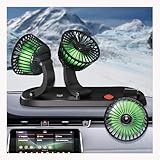 Moqidong USB Car Fan - Portable 3-Head USB Desk Cooling Fan with 2 Wind Speed, 360° Rotation USB Powered for Car Dashboard Sedan SUV RV Boat Truck Cruise Home Office Use