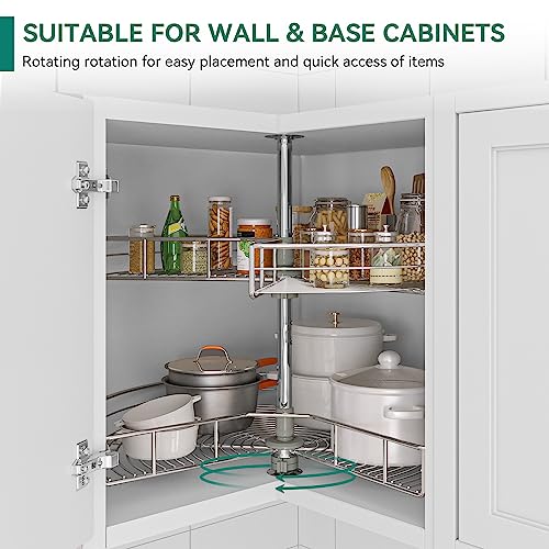 Yitahome MAYIH3HGMN 28-Inch Kidney Chrome Pie Cut 2-Shelf Lazy Susan Corner Organizer thumb #3