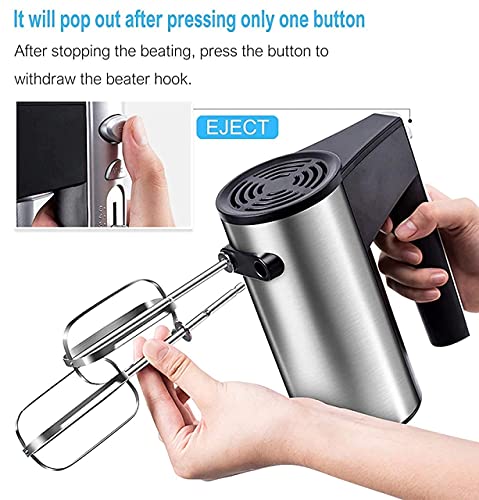 Image of JUBAKE Multifunctional Food Mixers High Power 5 Speeds Electric Egg Beater and Food Blender with 5 Speed Handheld Processor Automatic Electric Hand Mixer Kitchen Tool 450watt (Black)