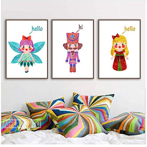 Imagen de póster 3x50x70cm sin marco Dibujos animados Soldado Cascanueces Princesa Lienzo Pintura Decoración de pared Pintura para habitación de niños Dormitorio Decoración para el hogar