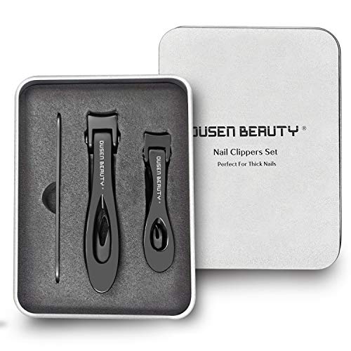 Nail Clippers for Thick Nails, Extra Wide Jaw Opening Nail Cutter for Hard Toenail, Stainless Steel Fingernail Big Toenail Trimmer with Nail File 3 Pcs Set for Large Toenail Seniors & Men & Women