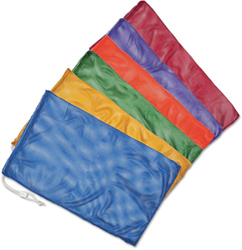 Champion Sports Siatkowa torba na sprzęt sportowy – zestaw 6 sztuk, 61 x 91 cm, wielofunkcyjna, nylonowa torba ze sznurkiem z zamkiem i identyfikatorem, na piłki, sprzęt pływacki, pranie, zabawki