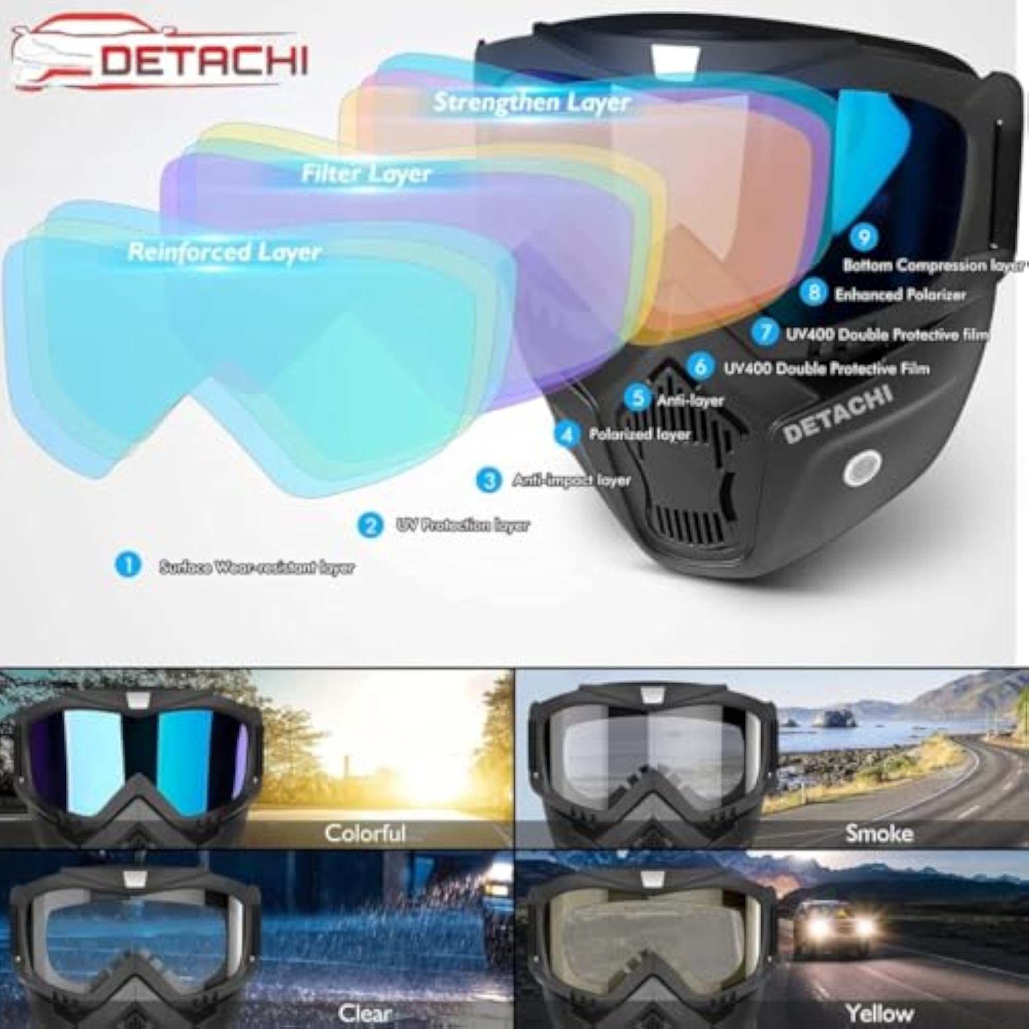 Motorcycle Goggle Mask with UV Protection