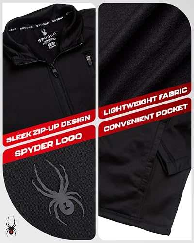 Image of Spyder Mens Fleece Jacket - Polar Fleece Suede Mens Jacket Lightweight UPF 30+ Athletic Zip Up 2 Way Stretch Coat for Men