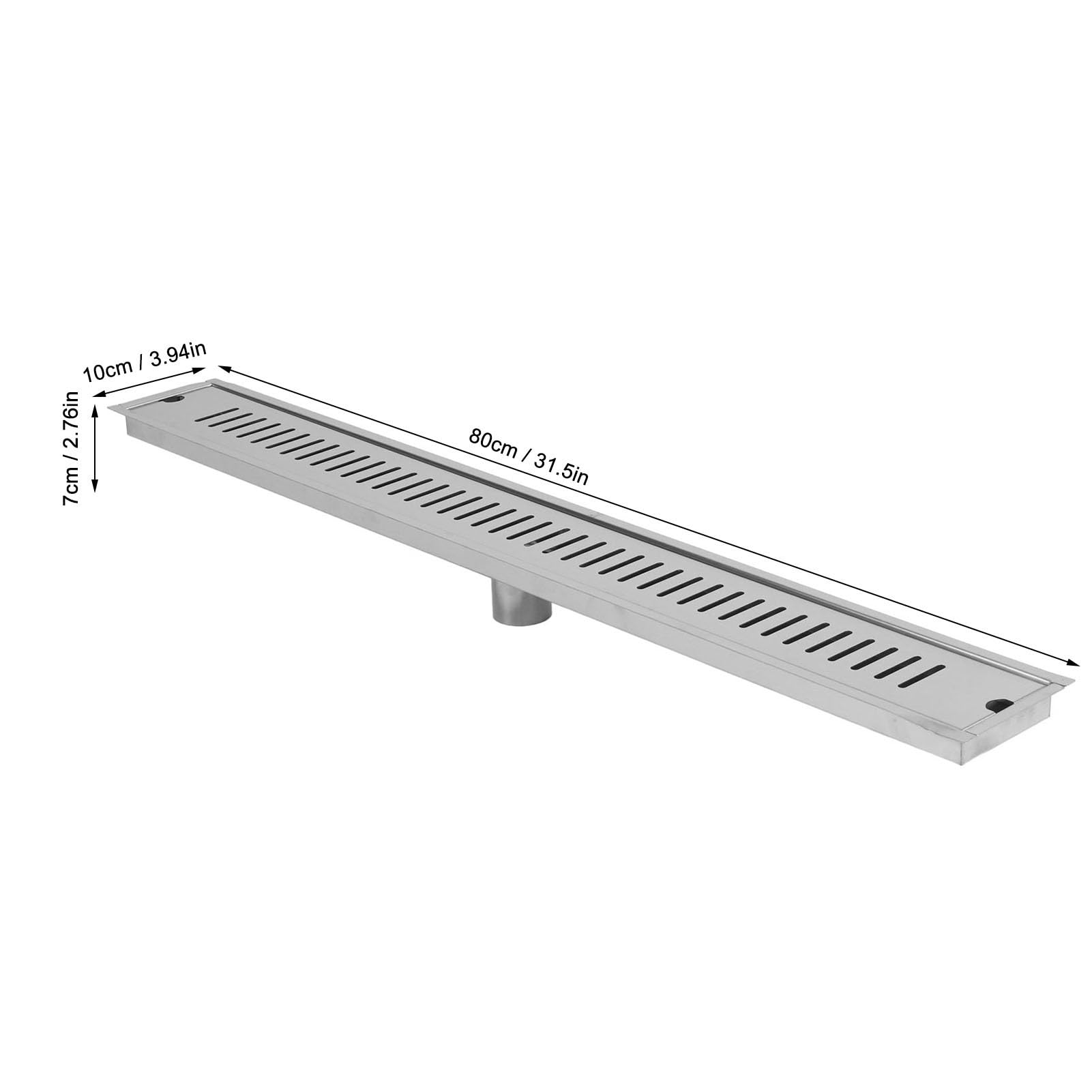 SIXRUN Desagüe de Ducha Lineal de Acero Inoxidable 304, Control de Olores Duradero, Gran Capacidad para Baño, 80cm