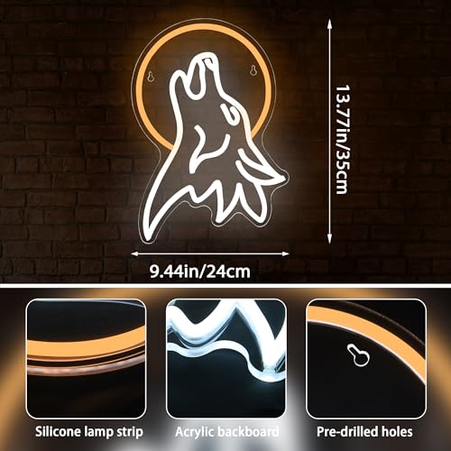 Image of Wolf Neon Sign for Wall Decor Cartoon LED Light For Kids Room Man Cave | Charming Wall Decoration For Game Room, Garage, Party, Great Birthday Gift For Kids And Wolf Lovers