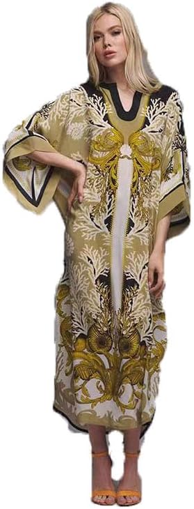 Printed Satin Silk Casual Wear Kaftan for Women,Boat Neck Silk Caftan Dress, Kaftan for Woman,Maxi Long Dress Gift for Kaftan