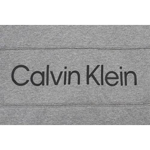 Calvin Klein Men's Long Sleeve Iconic Logo Piping Pullover Hoodie, Medium Grey Heather,L - US4