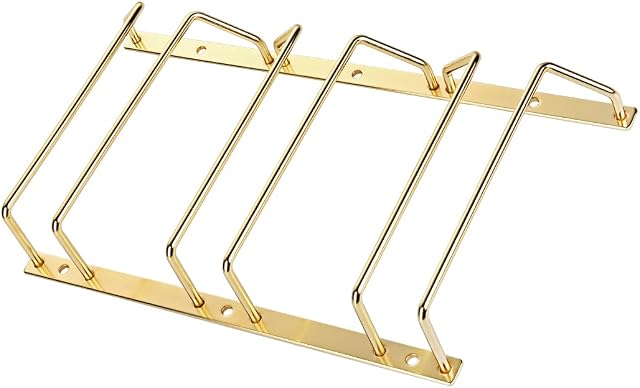 Dianoo 18cm Gold Wine Glass Rack, Wine Glass Holder Under Cabinet, Wine Glass Organizer, Hanging Stemware Holder For Bar Kitchen, 3 Rows