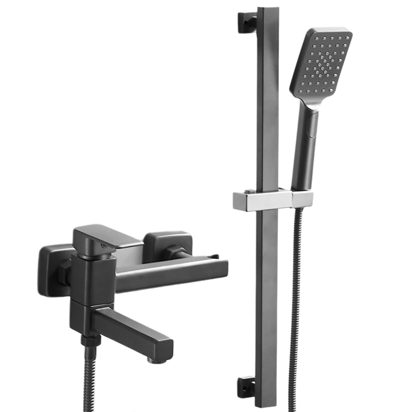 Robinet de baignoire gris avec colonne de douche à hauteur réglable B