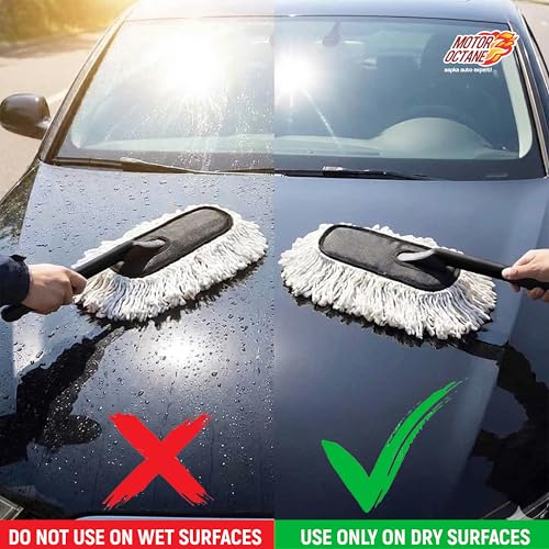 Image of Wax Pro Car Duster | Wax-Coated Duster | Lint-Free & Scratch-Free Cleaning | Waterless Wash | Car Dust Cleaner | Easy Grip Long Handle