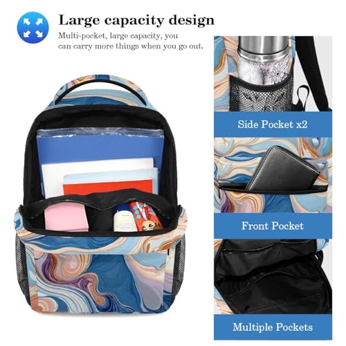 Sac à dos marbré polyvalent grand volume avec ensemble 2 pièces