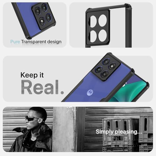 Image of Pikkme Back Cover for Moto Edge 60 Stylus 5G | Ultra Hyrbid | Full Camera Protection | Raised Edge | Crystal Clear Transparent Bumper Case (Black)