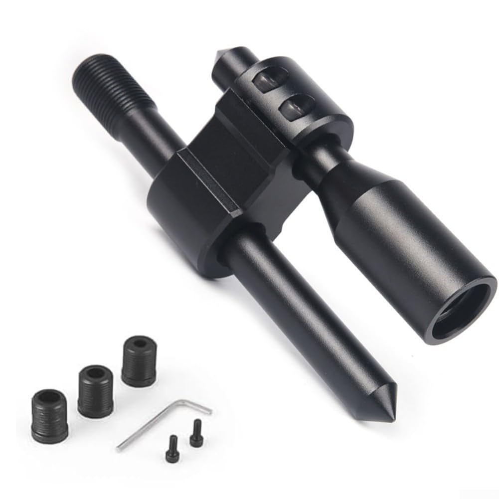 Aluminum H-Type Shift Knob Extension for Cars – Adjustable Height Gear Shifter Extender with 8mm/10mm/12mm Thread Adapters, Black, Fit for Manual(M12*1.25)