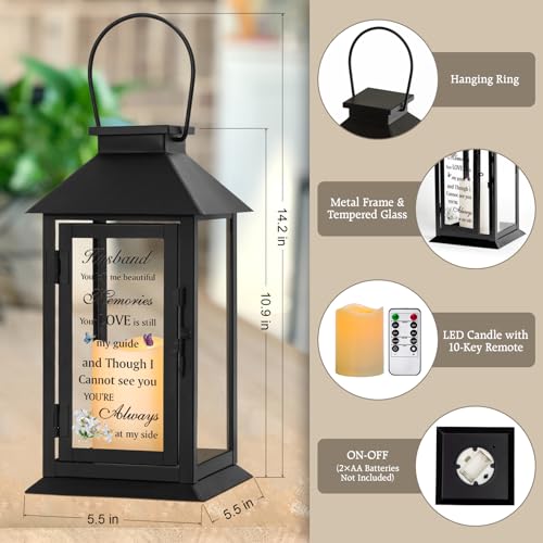 Memorial Gift for Loss of Husband Memorial Lantern for Loss of Husband Sympathy Gift Remembrance Gifts Bereavement Gifts for Loss of Husband Sympathy Lantern with LED Candle - Image 4