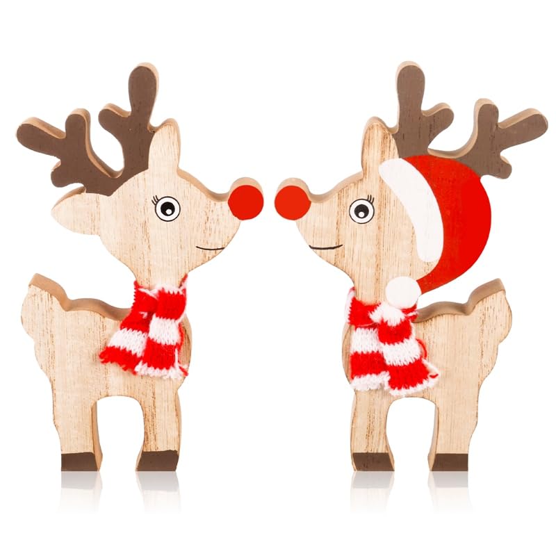Bestomrogh 2 Stück Hirsch Weihnachtsdeko, Rentier Deko, Holz...