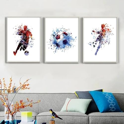 Affiches de football KEBIA 20x30 cm set de 3 toiles modernes abstraites sans cadre