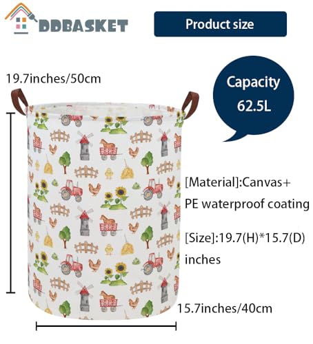 Image of Laundry Basket Farm Hamper for Nursery Cute Storage Bin Organizer Room Decor for Home(Farm)