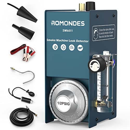 Romondes SM601 Automotive EVAP Smoke Machine Leak Detector, Fuel Pipe Vacuum Diagnostic Tester for All Cars, Motorcycles, Snowmobiles, ATV, Light Trucks, Boats