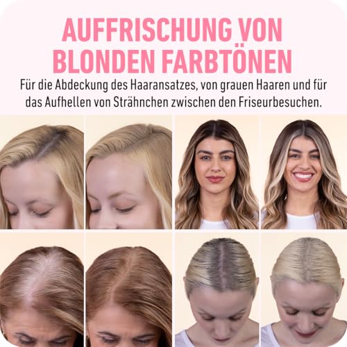 BOLDIFY Ansatzpuder 4g - Haar Concealer zur Haarverdichtung für Frauen und Männer, Grauabdeckung für 24h, wasserfestes Haar Make-up zum Ansatz kaschieren (Hellblond)