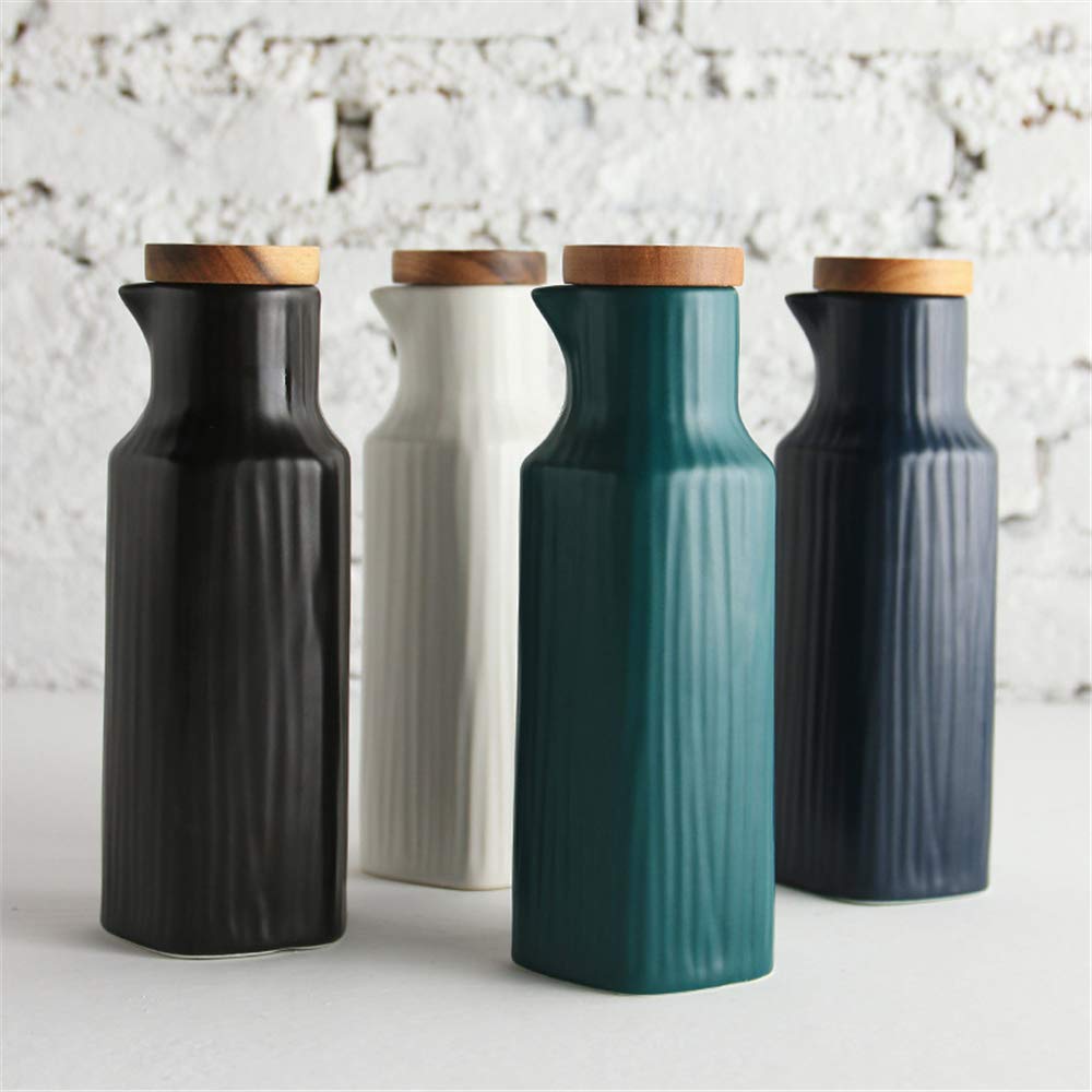 4er Set 300ml Keramik Ölflasche für Küche, Essig, Gewürze, Spülmaschinenfest