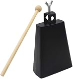 cloche de percussion,Cloche De Percussion,Tbest Cloche De Percussion,Cloche De Batterie,6 Pouces Fer Cloche De Vache Inrument À Percussion Bruit De Vache En Métal Avec Poignée Replacement Pour Kit De - 1