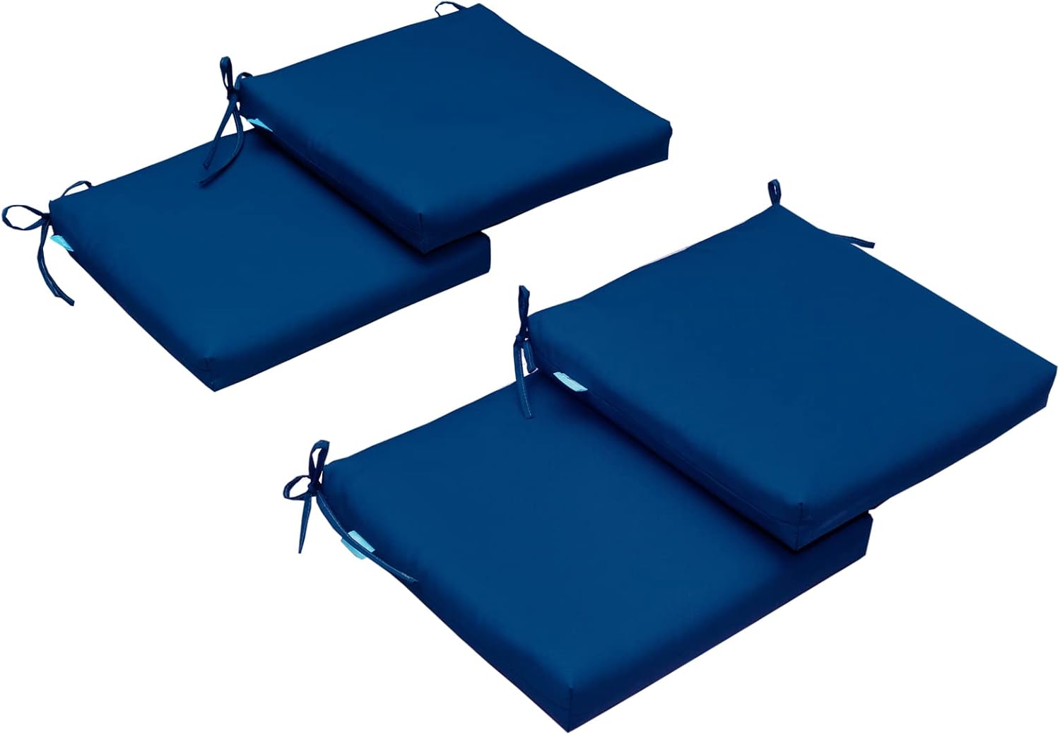 QILLOWAY Outdoor Indoor Chair Pads,Seat Cushions, Square Foam Dining Chair Patio Cushion Set of 4, All Weather, 17" Lx17 Wx3 D (Royal Blue)