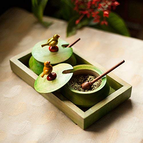 Parrot boîtier ensemble avec plateau et cuillère 50 ML Frienemy vert 5 pièces