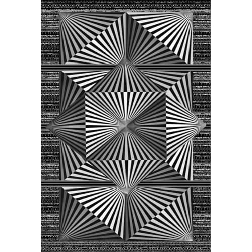 Décoration murale salon avec tableau toile illusion d'optique noir et blanc