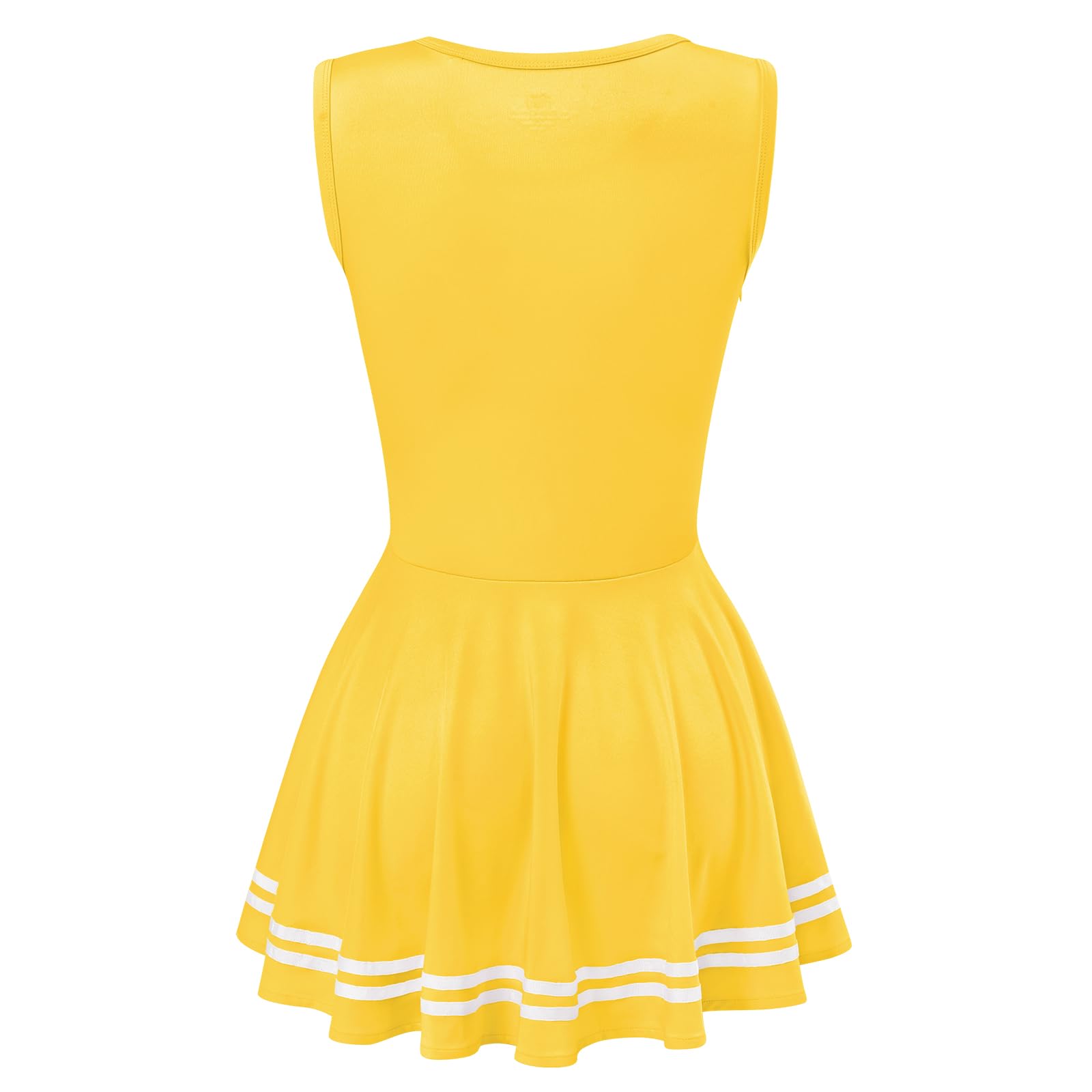 Littleforbig Women Sleeveless Overall Cheer Sissy Bodycon Mini Dress Skirt: Yellow X-Small