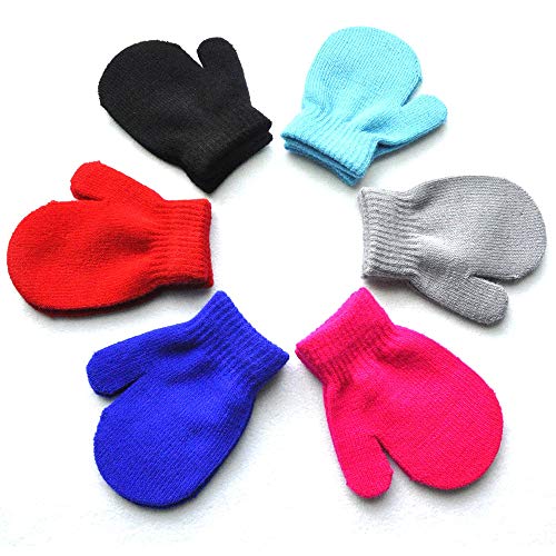 LAIMIO Toddler Magic Stretch Mittens Girls Soft Knit Mitten Baby Boys Winter Knitted Gloves