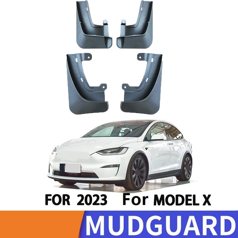Guardabarros para coche Tesla X 2023, protector contra salpicaduras para neumático coche 2